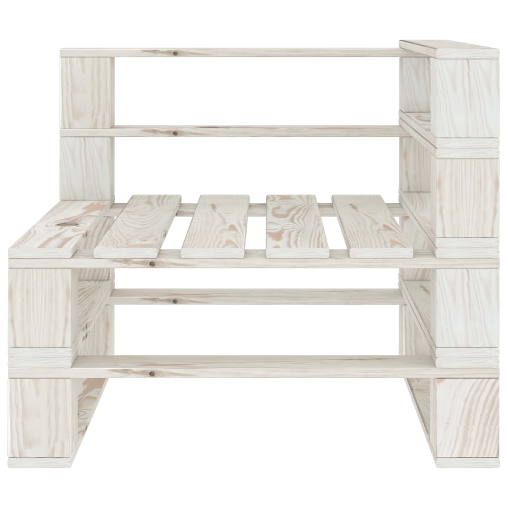 vidaXL Set mobilier grădină din paleți,alb, 8 piese, lemn