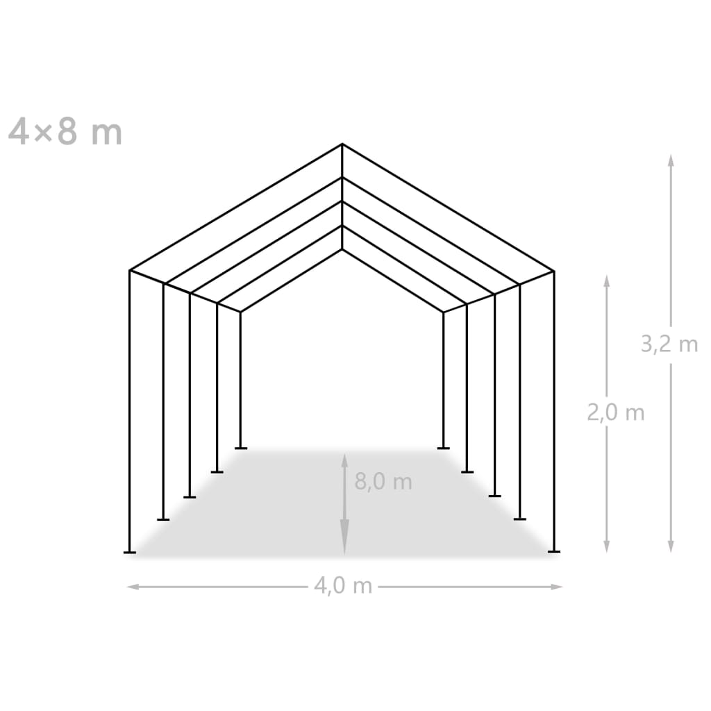 vidaXL Cort de depozitare, alb, 4 x 8 m, polietilenă