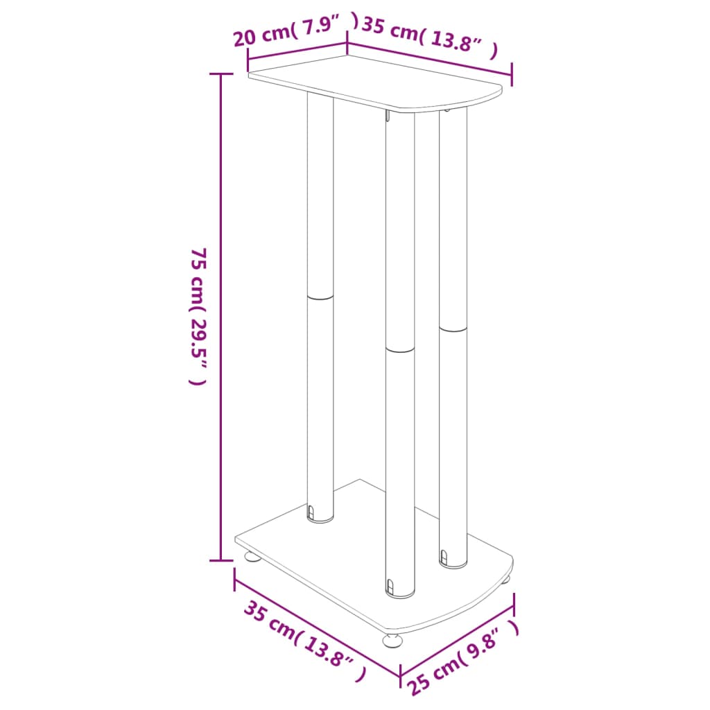 vidaXL Suport difuzor 2 buc, negru/argintiu sticlă securizată 3 stâlpi