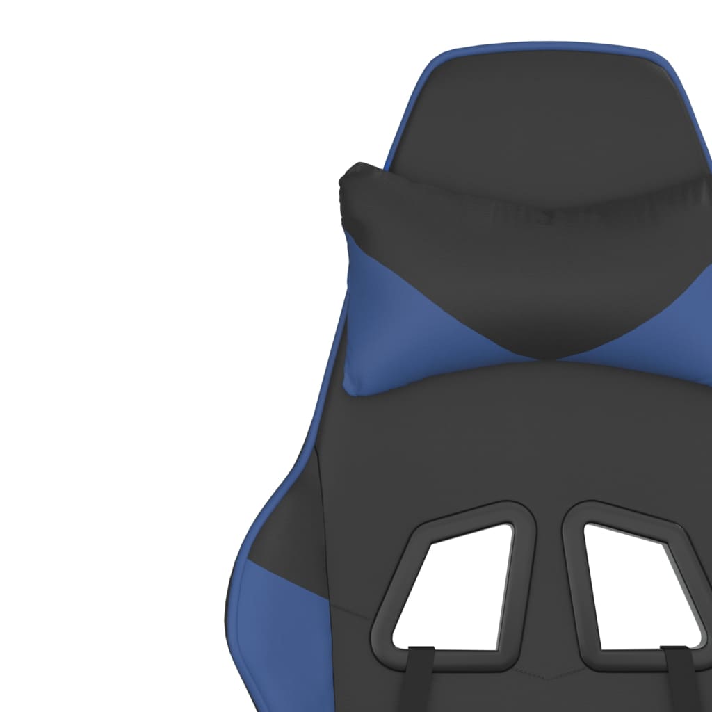 vidaXL Scaun de gaming masaj/suport picioare negru&albastru piele eco