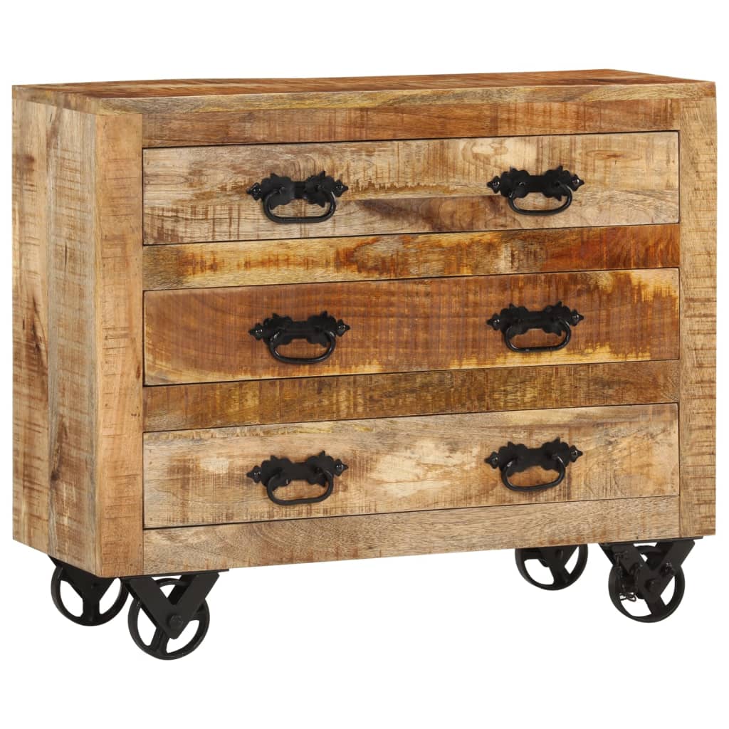 vidaXL Servantă cu 3 sertare, 80x30x65 cm, lemn masiv de mango brut