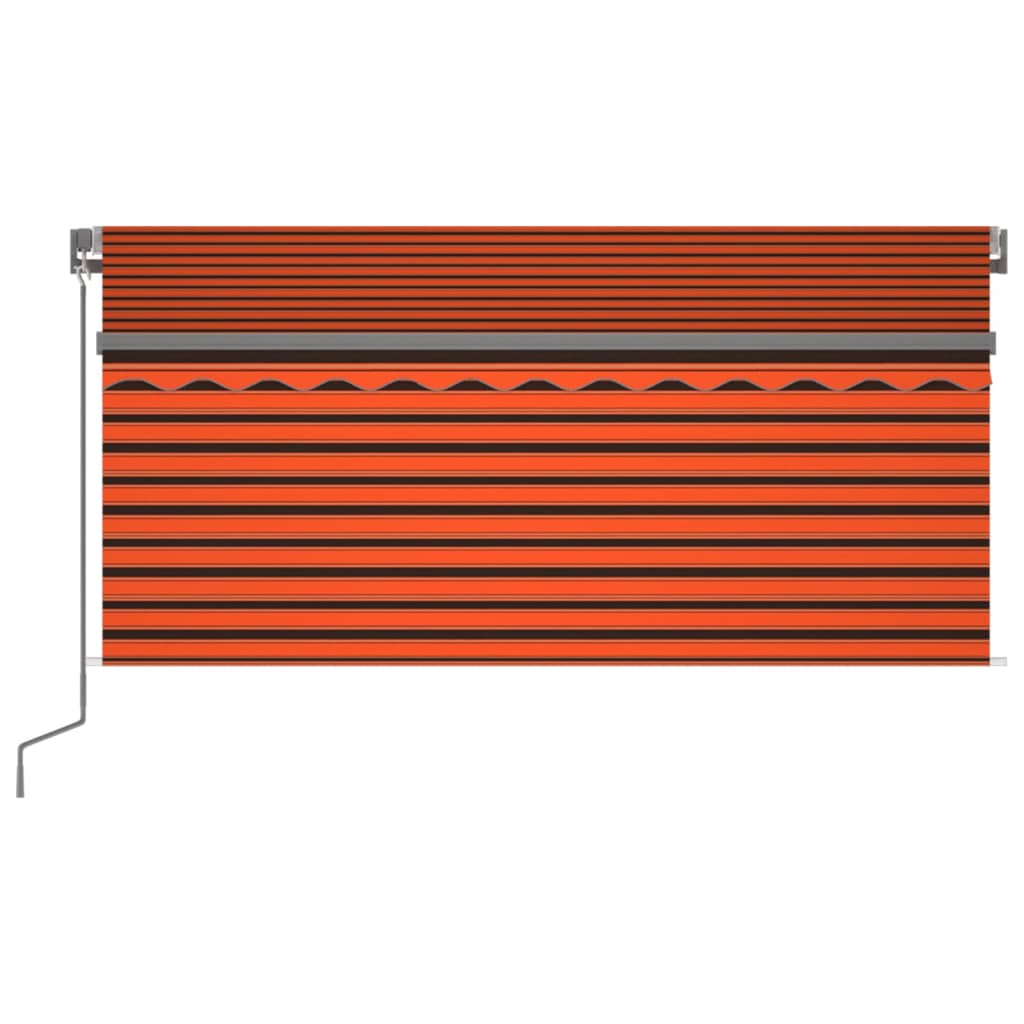 vidaXL Copertină retractabilă manual cu stor, portocaliu&maro, 3x2,5 m
