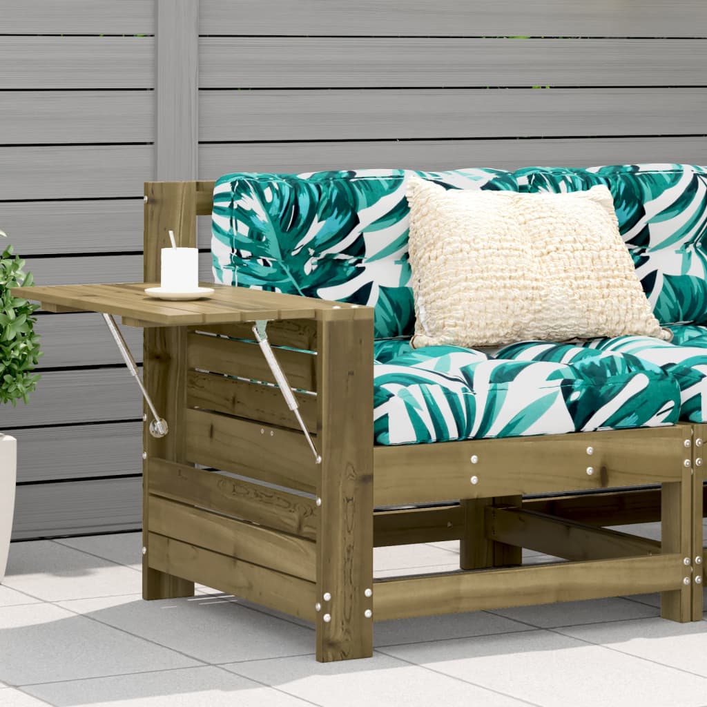 vidaXL Canapea de grădină cu cotieră și masă laterală, lemn pin tratat