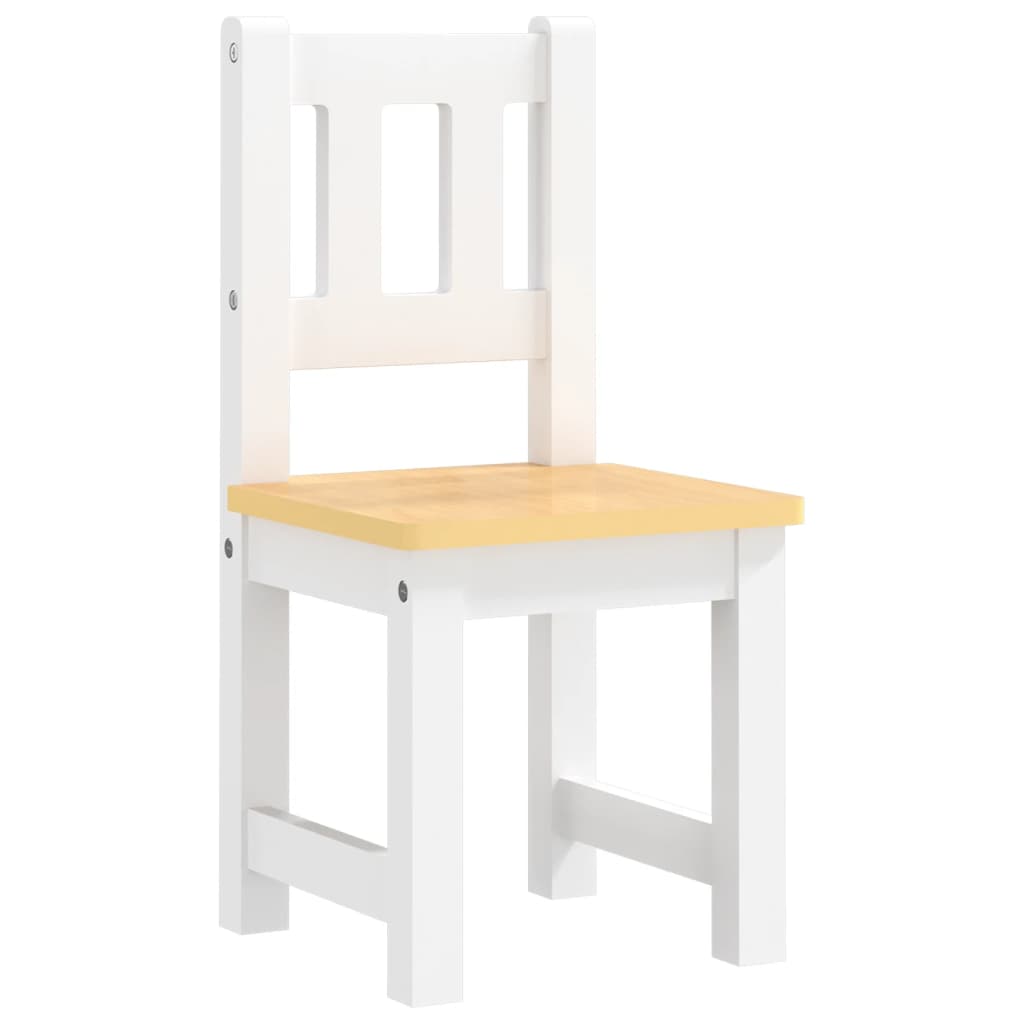 vidaXL Set masă&scaune pentru copii, 4 piese, alb și bej, MDF