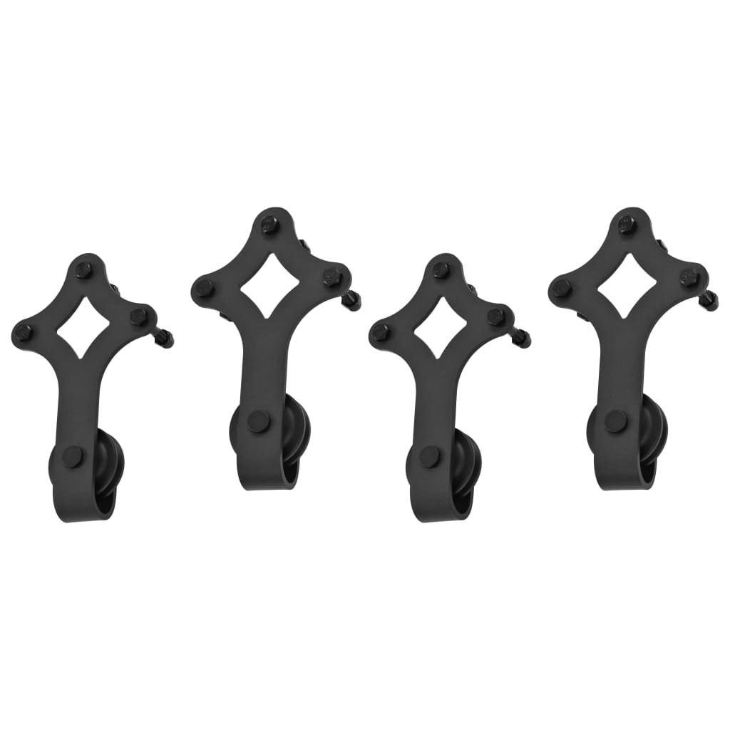 vidaXL Set feronerie pentru uși glisante, 2 piese,negru, 200 cm, oțel