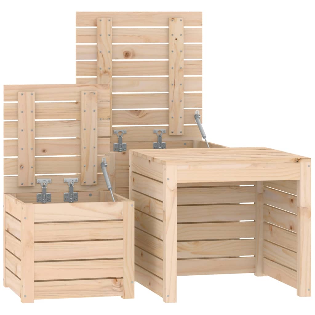 vidaXL Set cutie de grădină, 3 piese, lemn masiv de pin