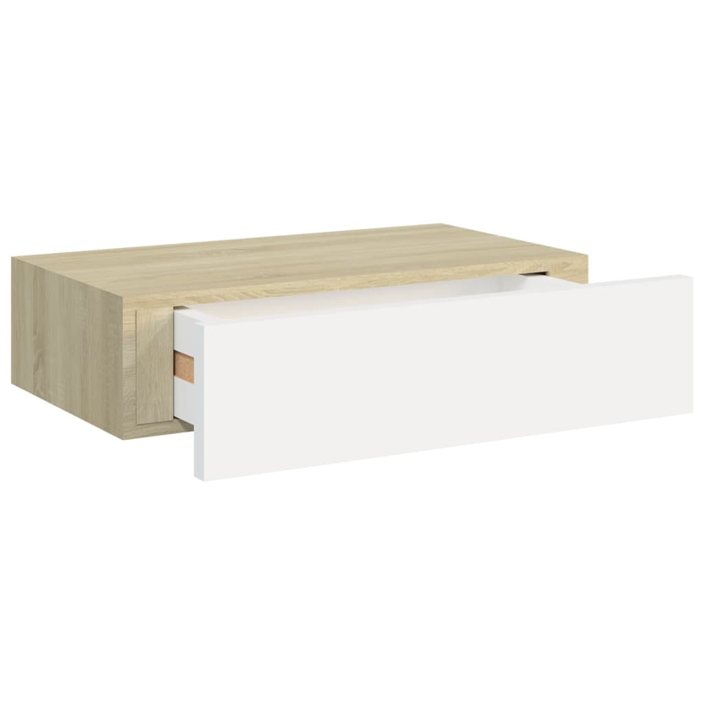 vidaXL Dulapuri de perete cu sertar 2 buc stejar/alb 40x23,5x10 cm MDF