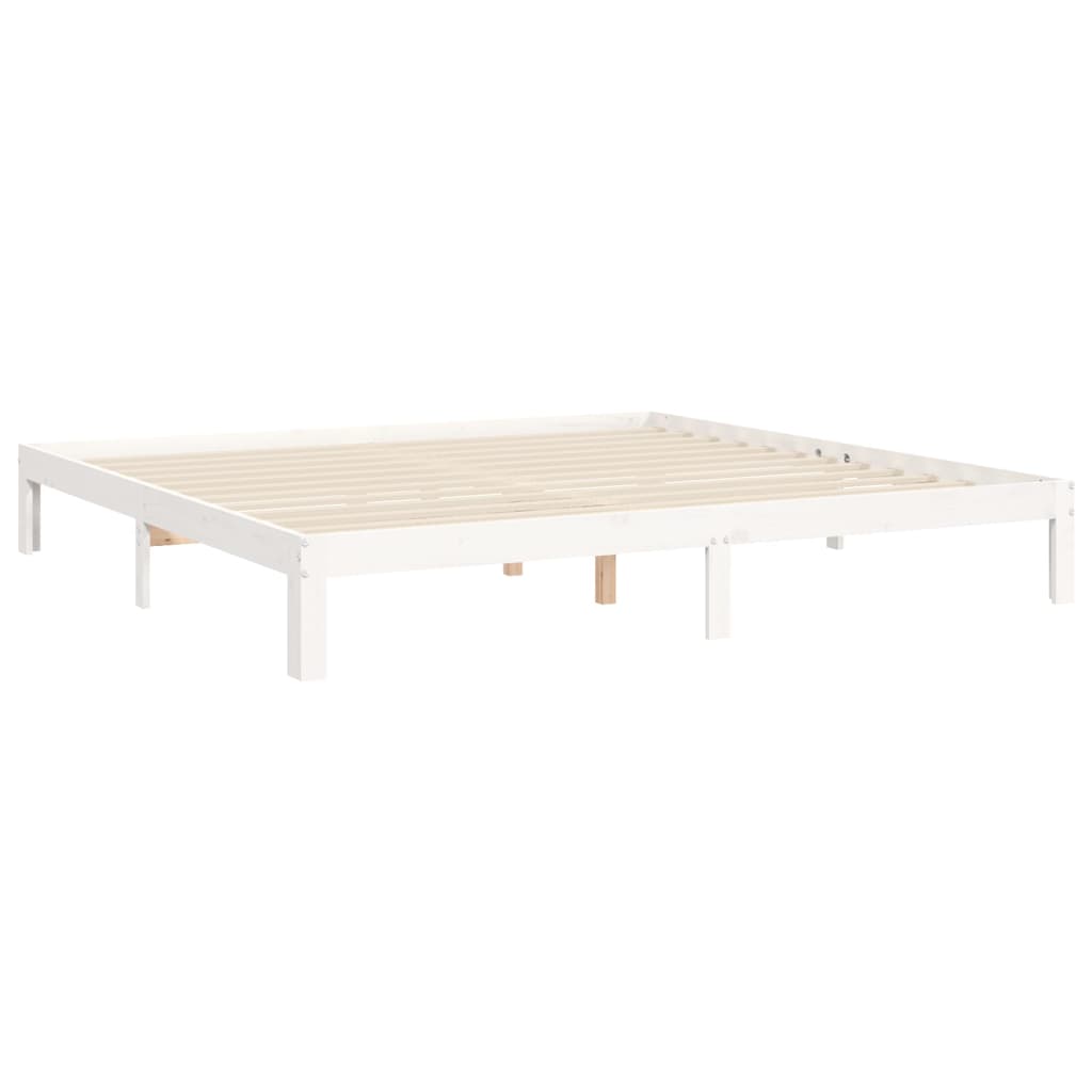 vidaXL Cadru pat cu tăblie 200x200 cm, alb, lemn masiv