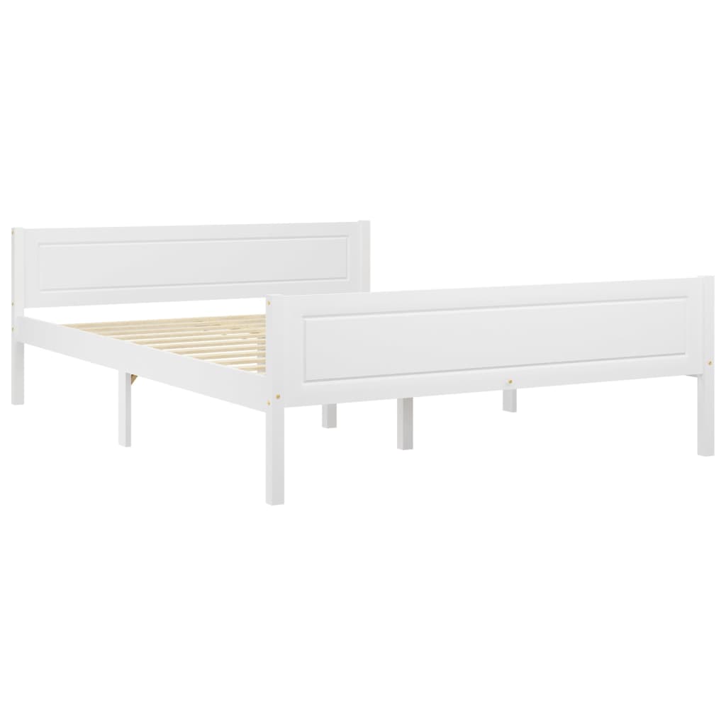 vidaXL Cadru de pat, alb, 160x200 cm, lemn de pin masiv