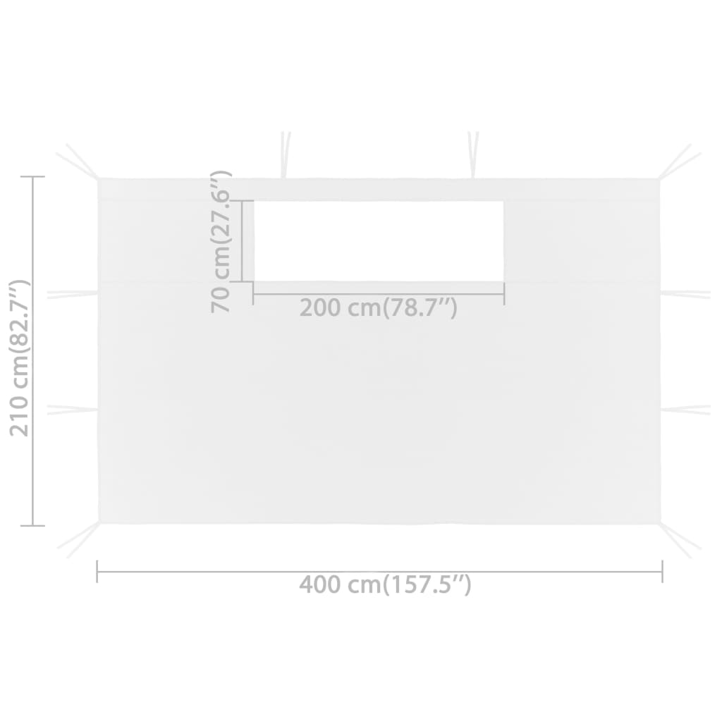 vidaXL Pereți laterali foișor cu ferestre 2 buc. alb 4x2,1 m 70 g/m²
