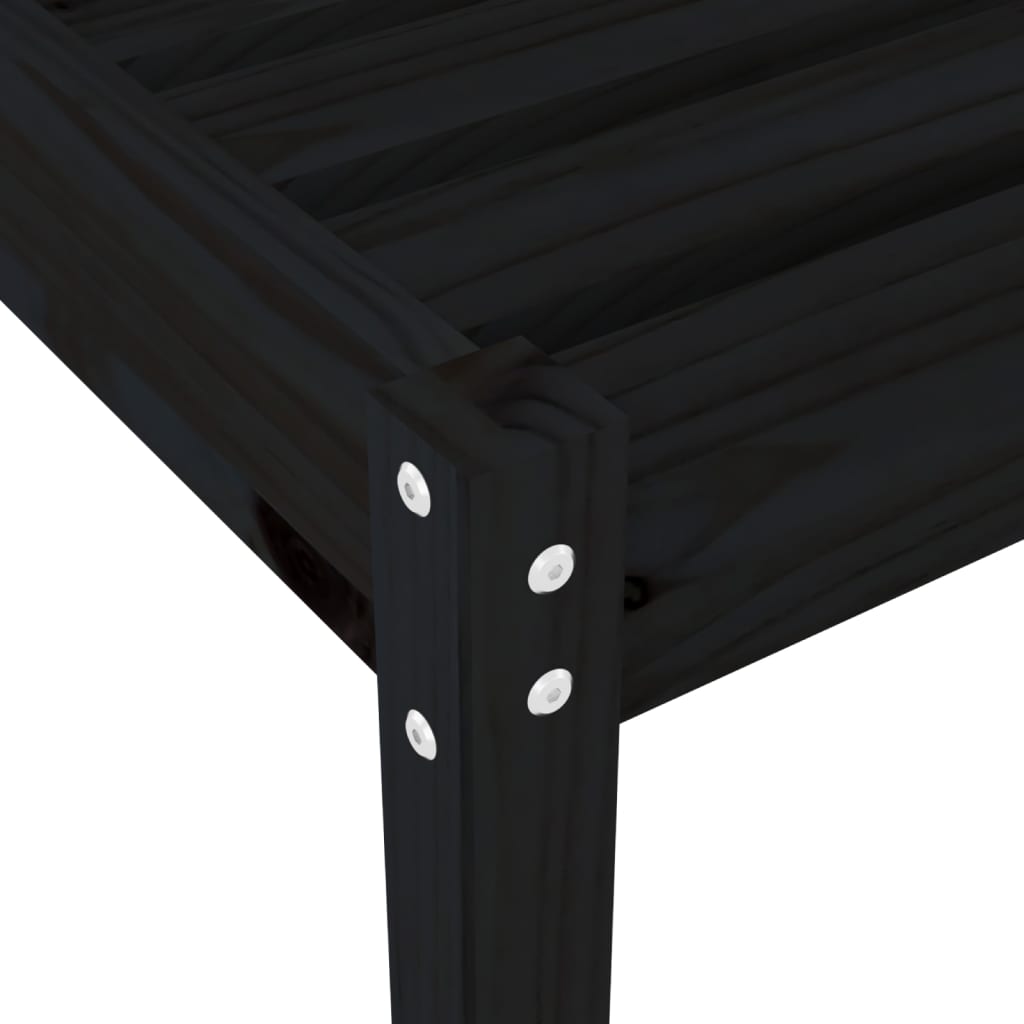 vidaXL Șezlonguri, 2 buc., cu masă, negru, lemn masiv de pin