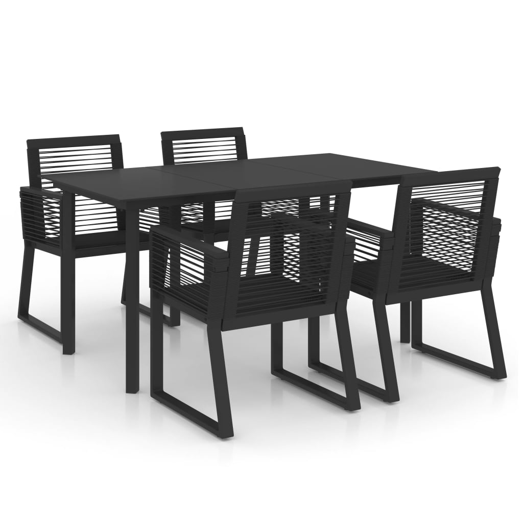 vidaXL Set mobilier de exterior, 5 piese, negru, ratan PVC