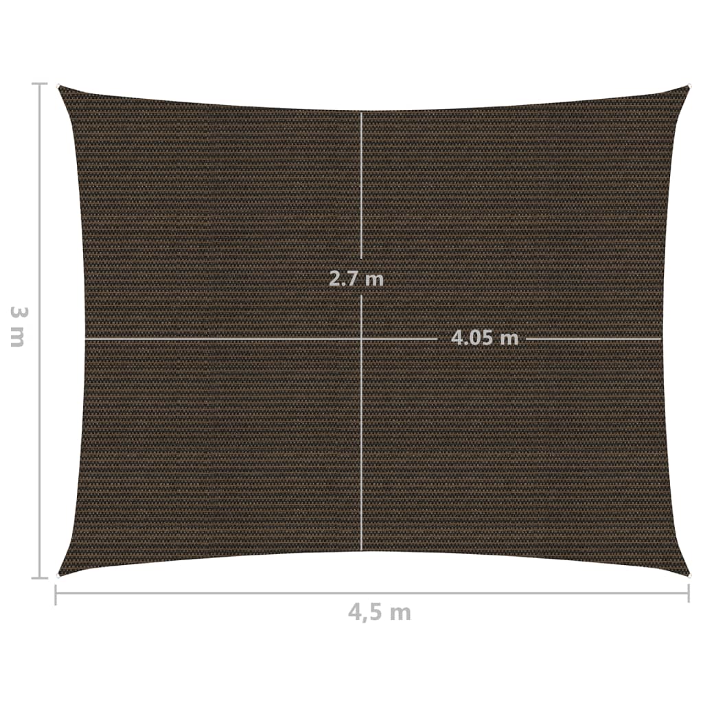 vidaXL Pânză parasolar, maro, 3x4,5 m, HDPE, 160 g/m²