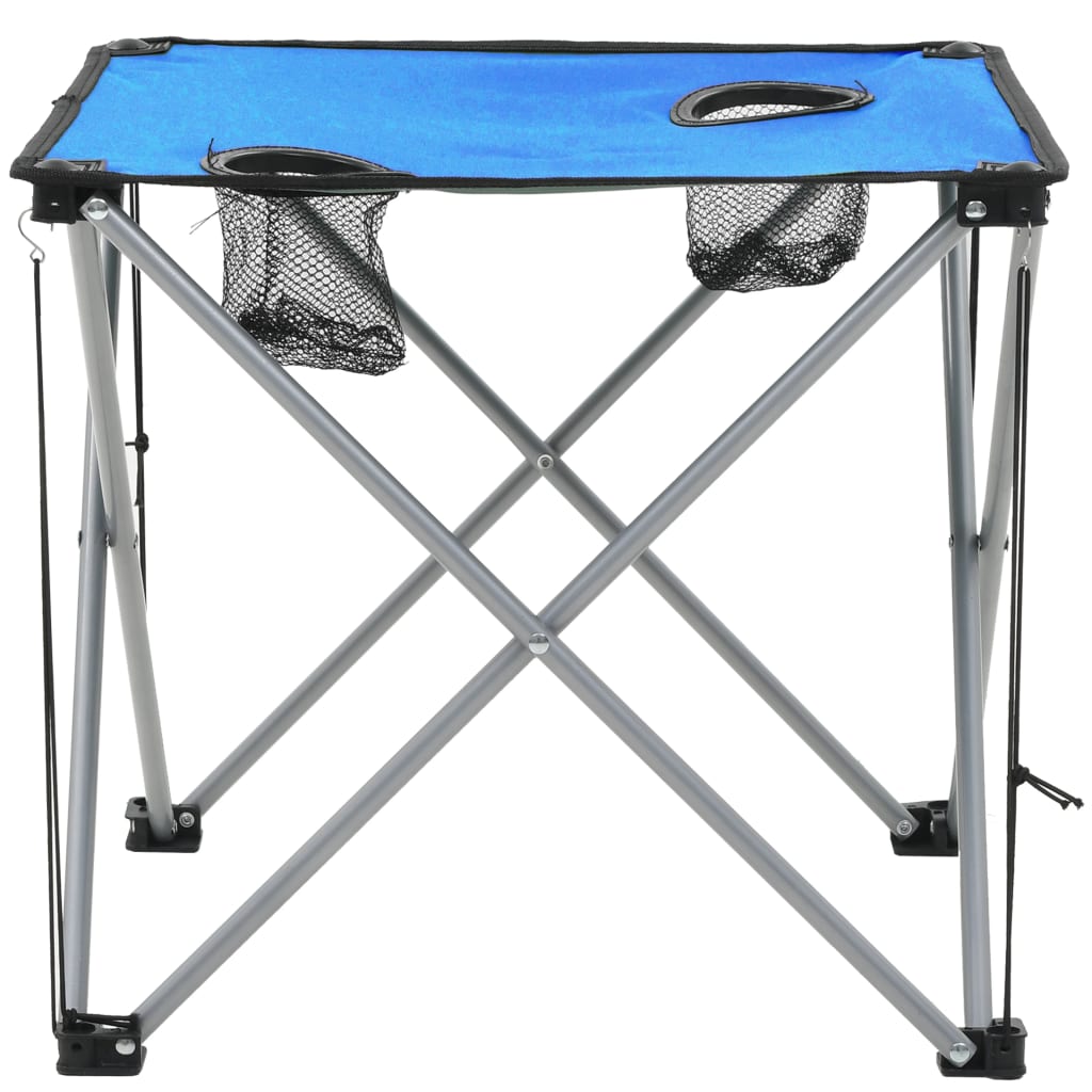 vidaXL Set masă și scaune de camping, 3 piese, albastru