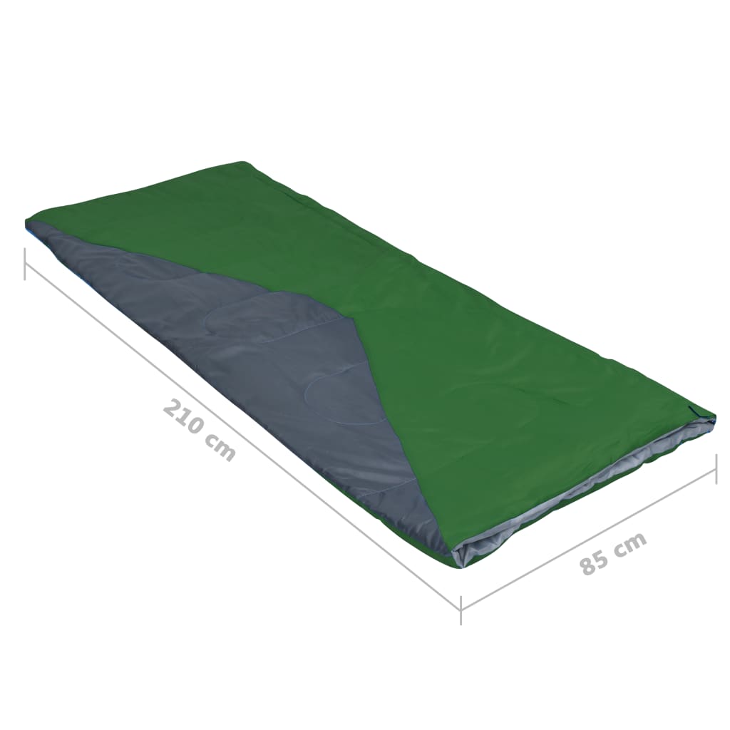 vidaXL Saci de dormit tip plic ușor, 2 buc., verde, 1100 g, 10°C