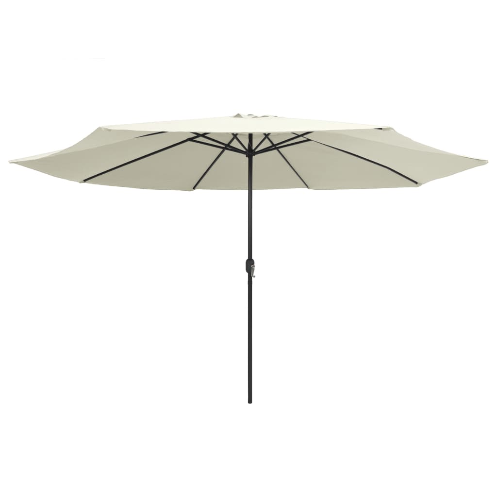 vidaXL Umbrelă de soare de exterior, stâlp metalic, alb nisipiu 400 cm