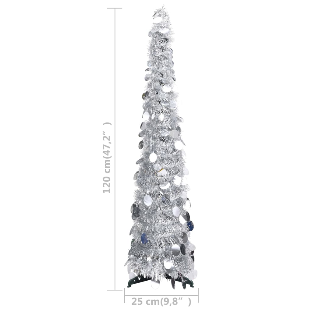 vidaXL Brad de Crăciun artificial tip pop-up, argintiu, 120 cm, PET