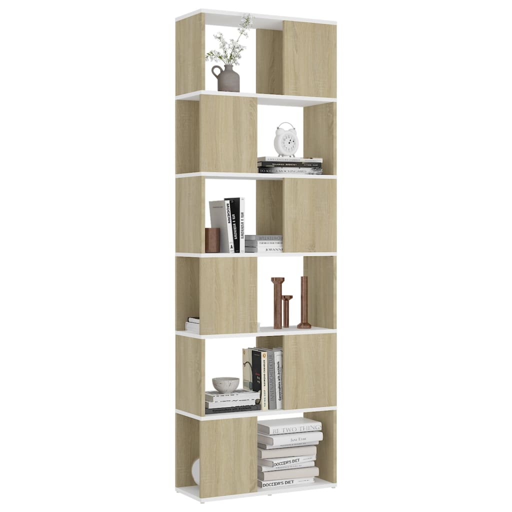 vidaXL Bibliotecă/Separator cameră alb/stejar sonoma 60x24x186 cm