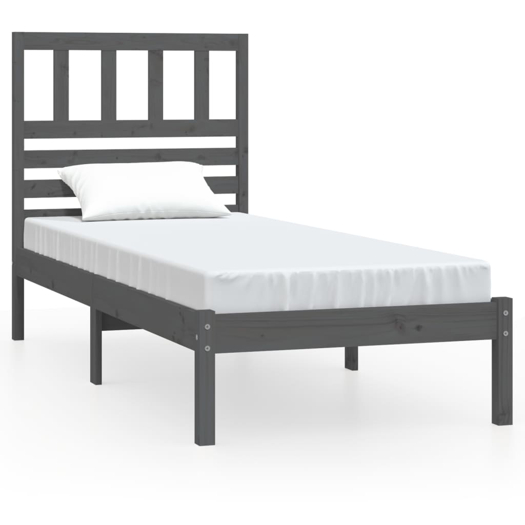 vidaXL Cadru de pat, gri, 100x200 cm, lemn masiv de pin