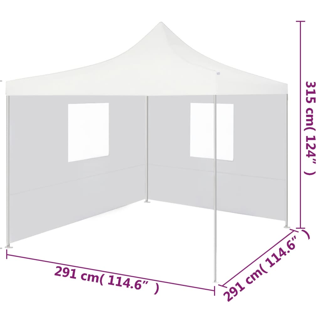 vidaXL Cort de petrecere pliabil cu 2 pereți laterali, alb, 3x3 m oțel