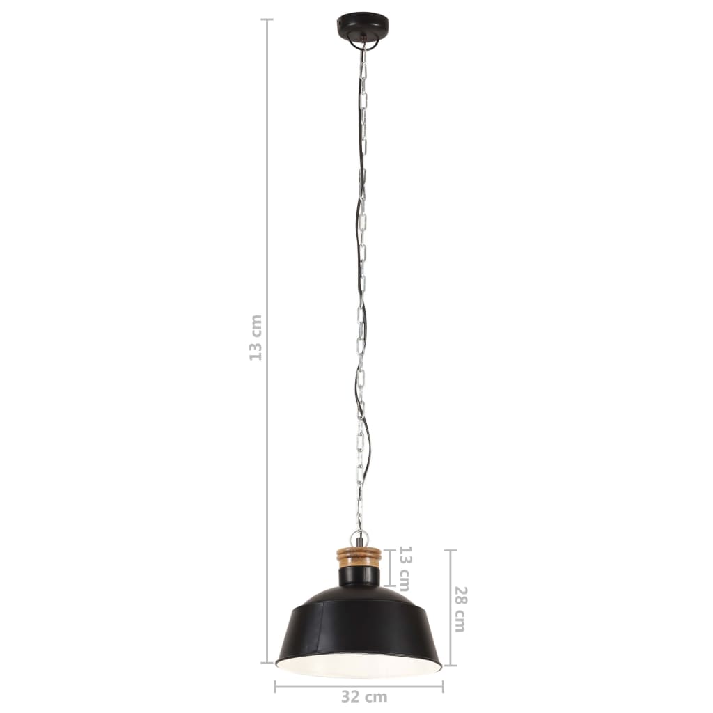vidaXL Lampă suspendată industrială, negru, 32 cm, E27