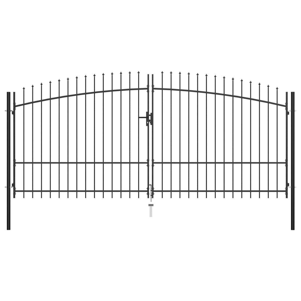 vidaXL Poartă de gard cu două uși, cu vârfuri de suliță, 400 x 225 cm