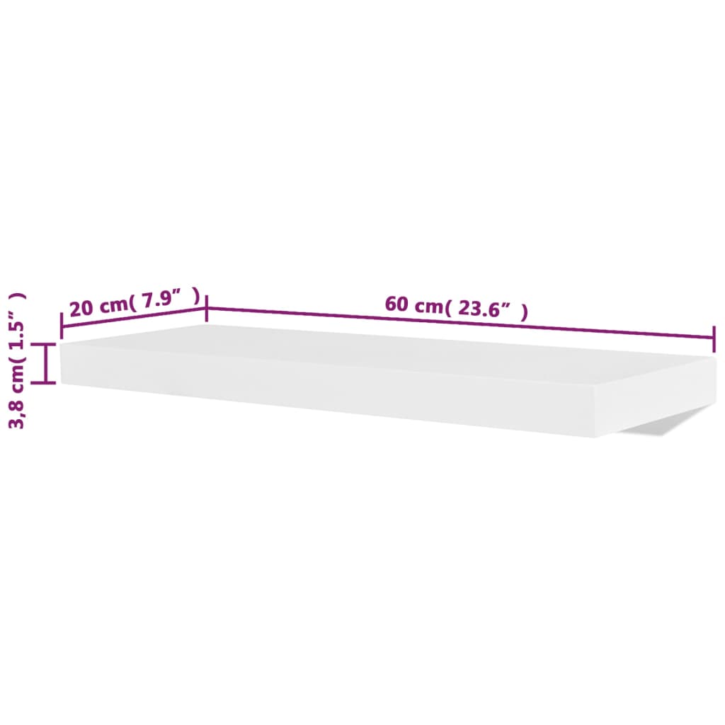 vidaXL Rafturi de perete, 4 buc., alb, 60 cm
