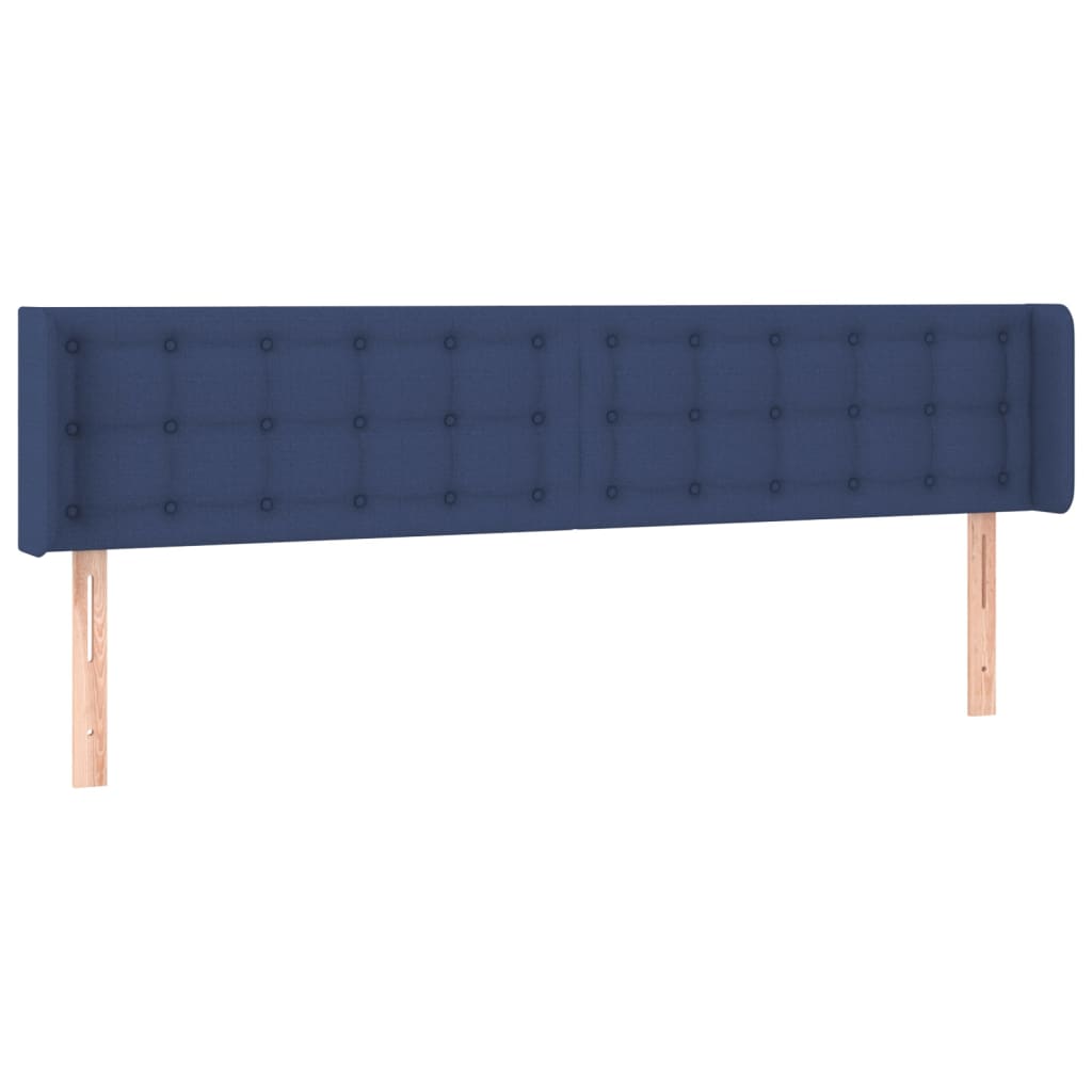 vidaXL Tăblie de pat cu aripioare, albastru, 203x16x78/88 cm textil