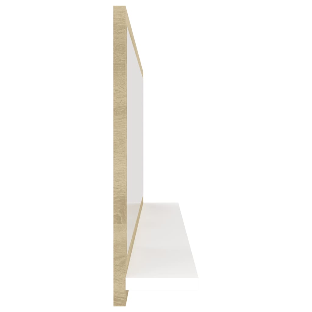 vidaXL Oglindă de baie, alb/stejar sonoma, 100 x 10,5 x 37 cm, PAL