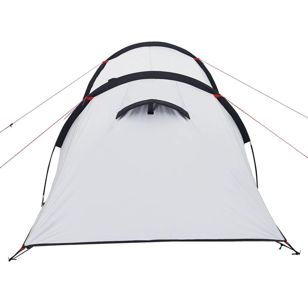 vidaXL Cort camping tunel 2 persoane, alb, țesătură opacă, impermeabil