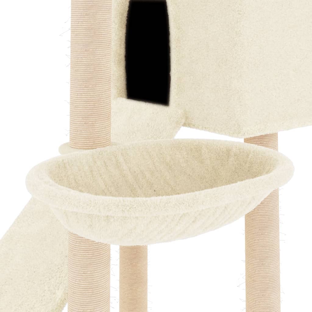 vidaXL Ansamblu de pisici cu stâlpi din funie de sisal, crem, 153 cm