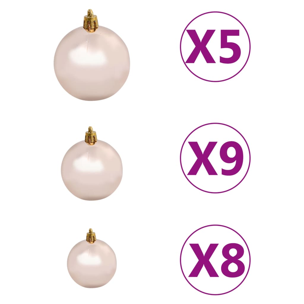 vidaXL Set brad de Crăciun artificial cu LED-uri/globuri, alb, 65 cm