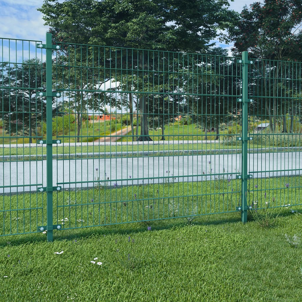vidaXL Panou gard cu stâlpi, verde 6x1,6 m, fier vopsit electrostatic