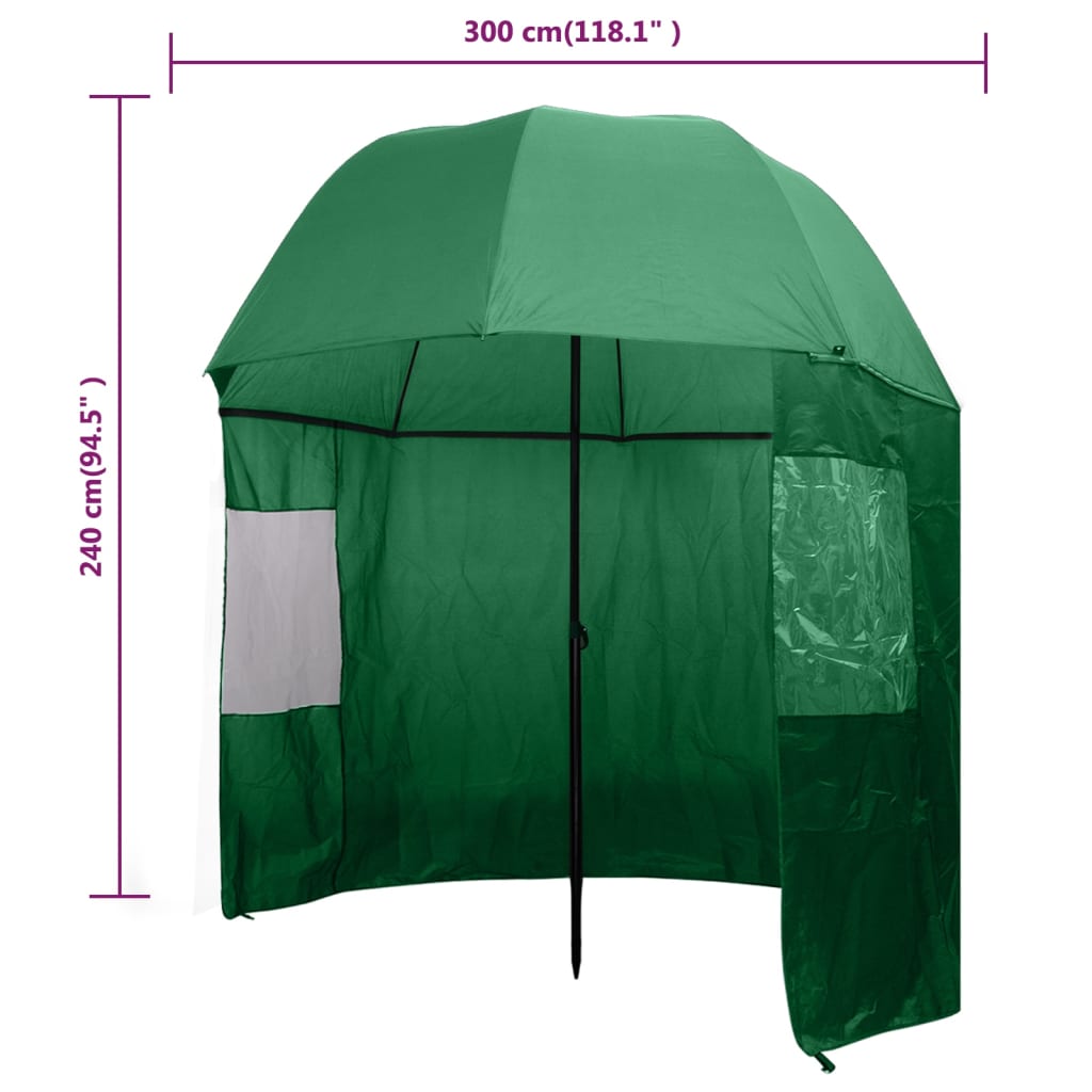 vidaXL Umbrelă pentru pescuit, 300 x 240 cm, verde