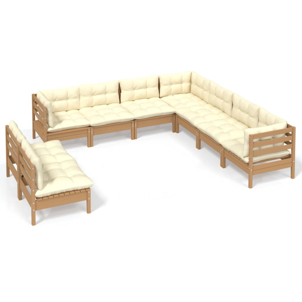 vidaXL Set mobilier grădină cu perne, 9 piese, maro miere, lemn de pin