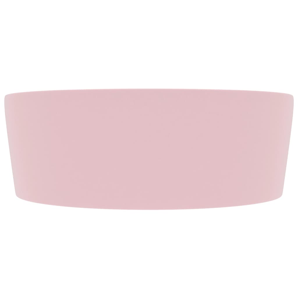vidaXL Chiuvetă de lux cu preaplin, roz mat, 36 x 13 cm, ceramică