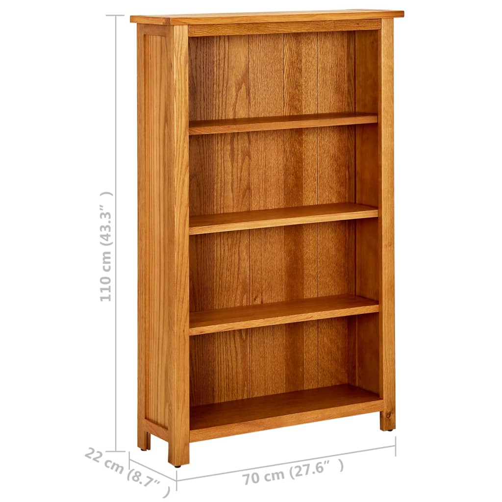 vidaXL Bibliotecă cu 4 rafturi, 70x22x110 cm, lemn masiv de stejar