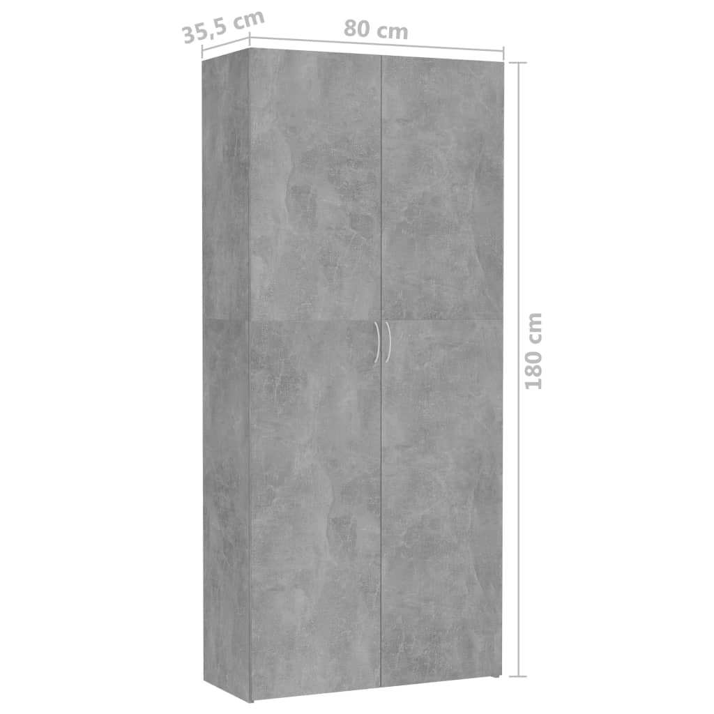 vidaXL Dulap de depozitare, gri beton, 80x35,5x180 cm, PAL
