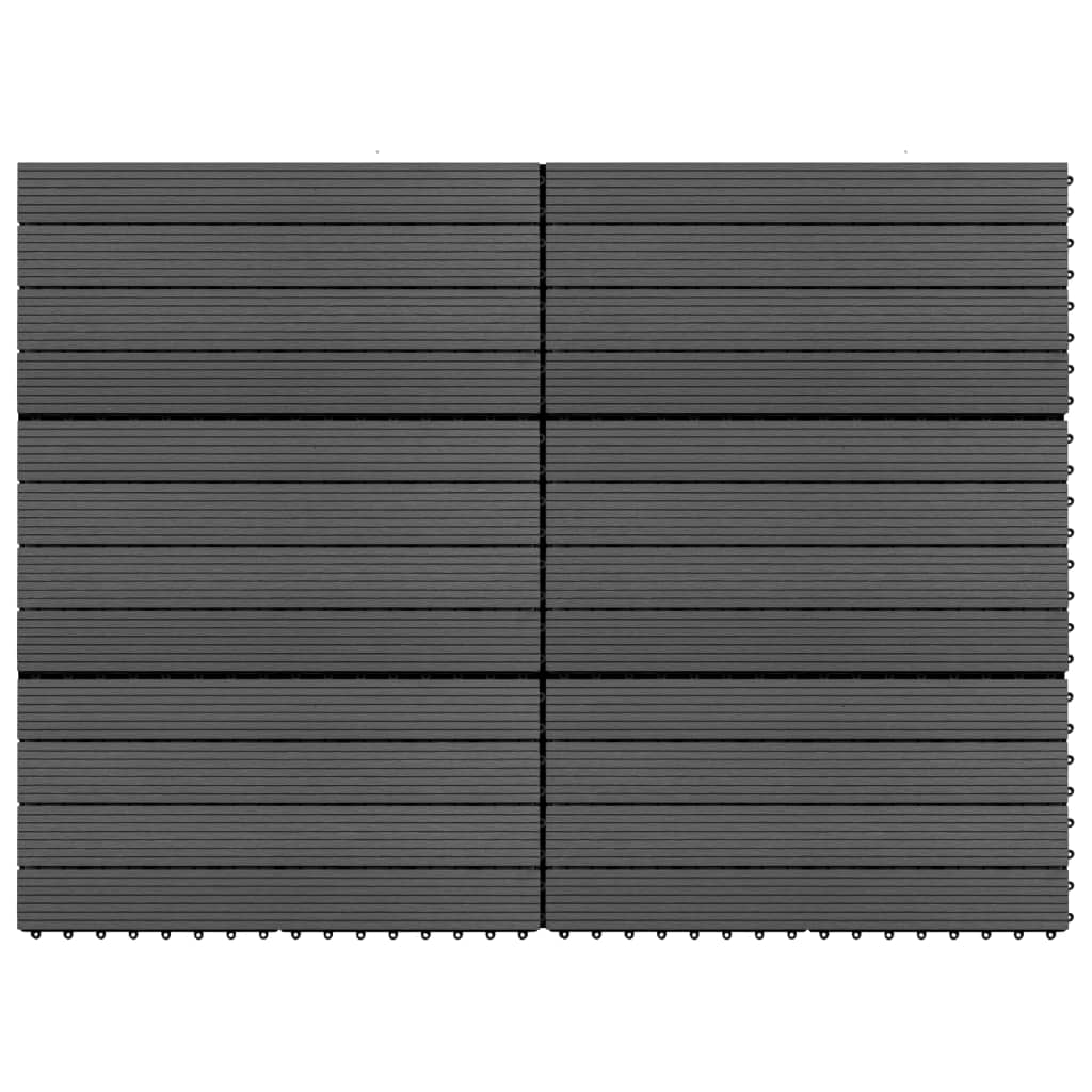 vidaXL Plăci de pardoseală, 6 buc., negru, 60x30 cm, WPC, 1,08 m²