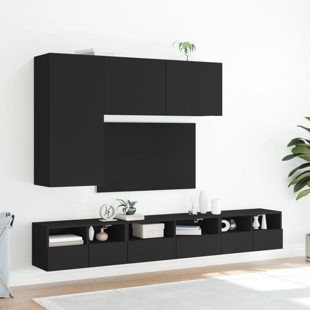 vidaXL Comodă TV de perete, negru, 60x30x30 cm, lemn prelucrat