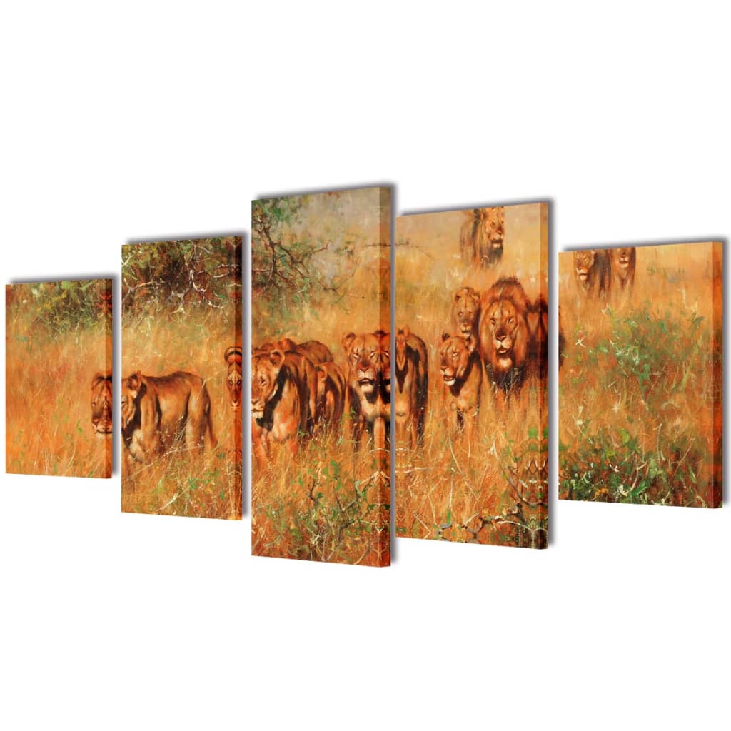 Set tablouri de pânză cu imprimeu lei 200 x 100 cm