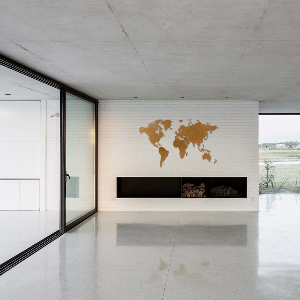 MiMi Innovations Decor perete harta lumii Luxury maro 180x108 cm lemn
