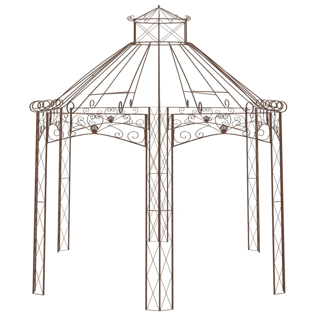 vidaXL Pavilion de grădină, maro antichizat, 558x350x408 cm, fier