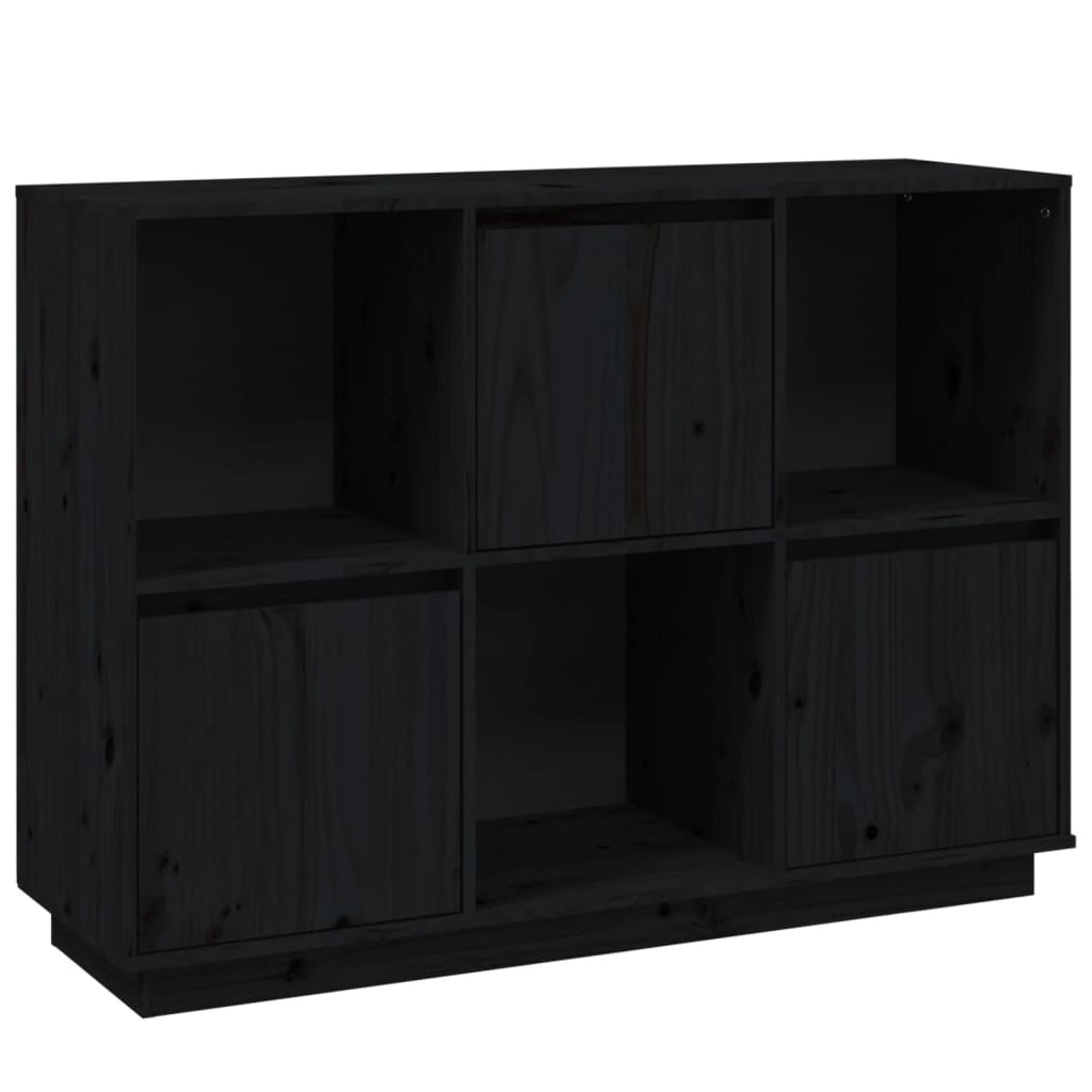 vidaXL Servantă, negru, 110,5x35x80 cm, lemn masiv de pin