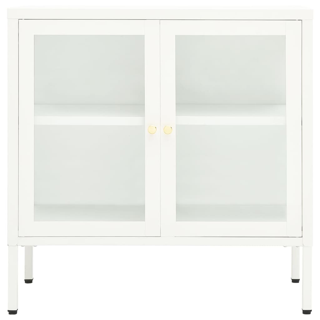 vidaXL Servantă, alb, 70x35x70 cm, oțel și sticlă