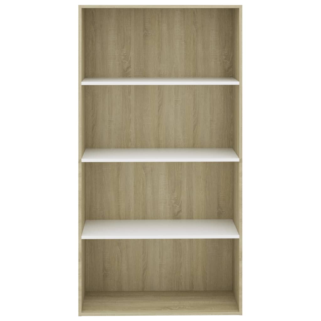 vidaXL Bibliotecă cu 4 rafturi, alb&stejar Sonoma, 80x30x151,5 cm, PAL