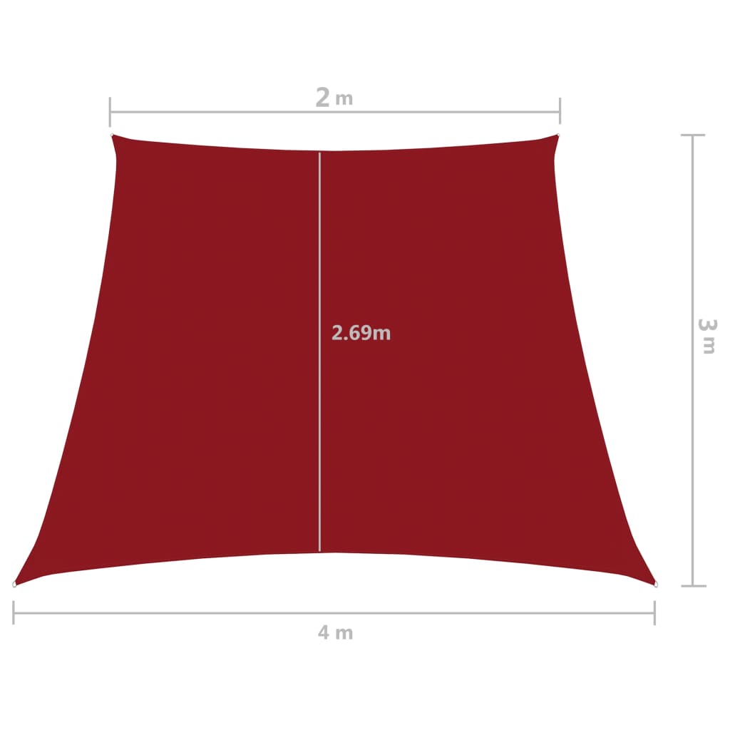 vidaXL Parasolar, roșu, 2/4x3 m, țesătură oxford, trapez