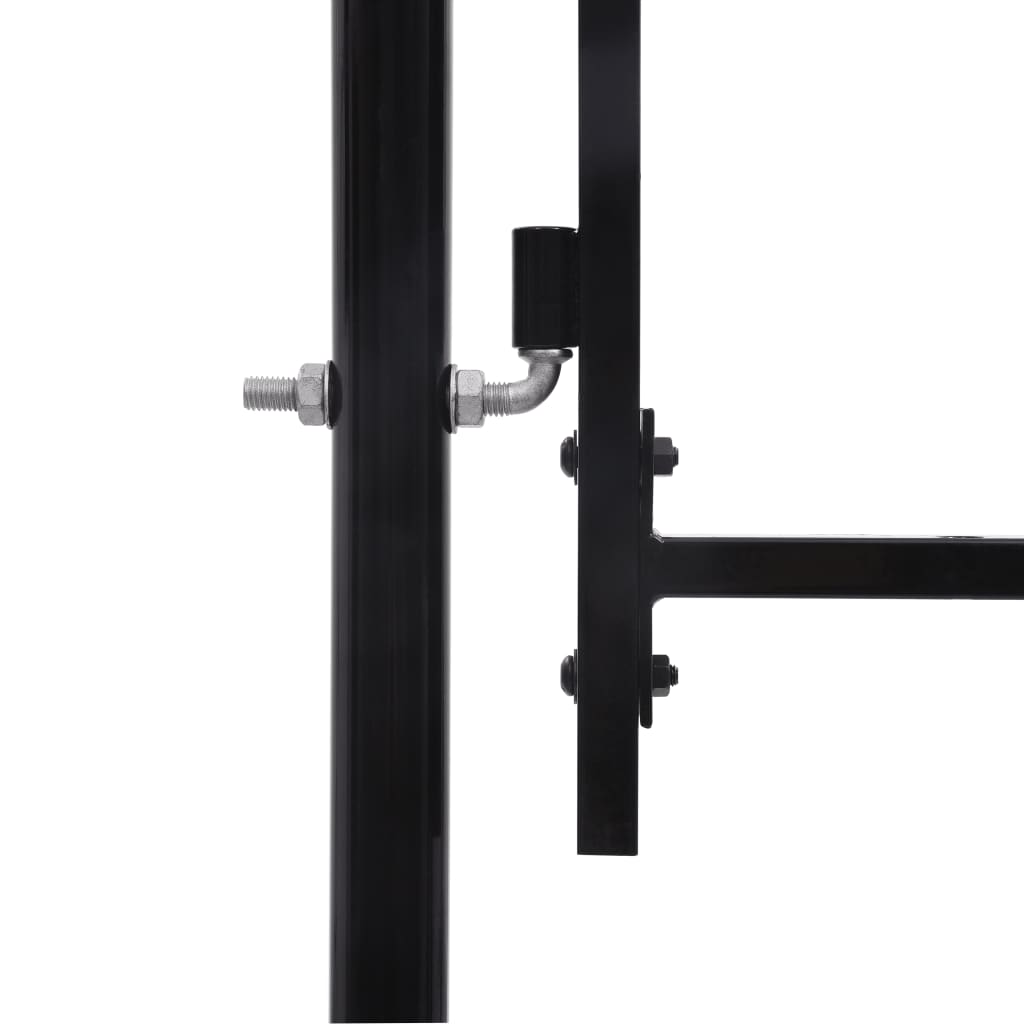 vidaXL Poartă de gard cu o ușă, vârf ascuțit, negru, 1 x 2 m, oțel