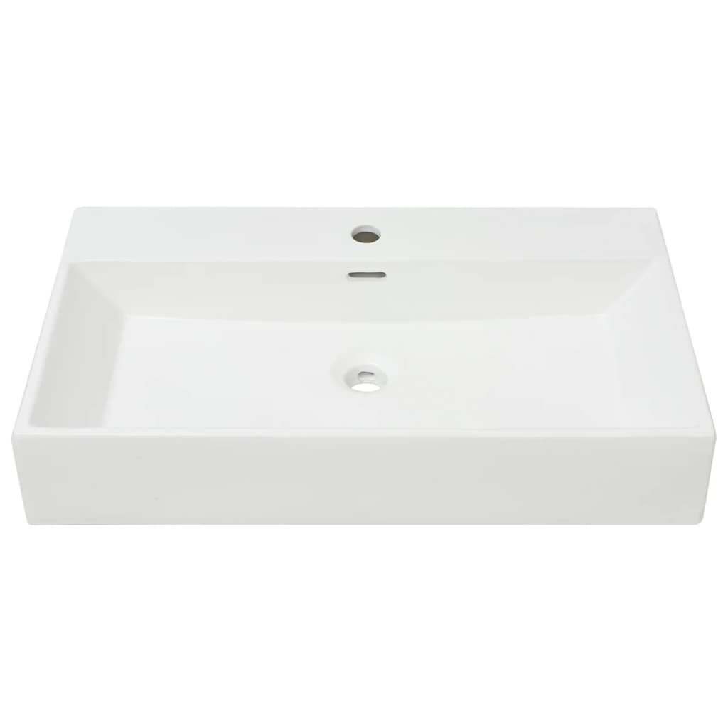 vidaXL Chiuvetă baie, orificiu robinet, ceramică, 76x42,5x14,5 cm, alb