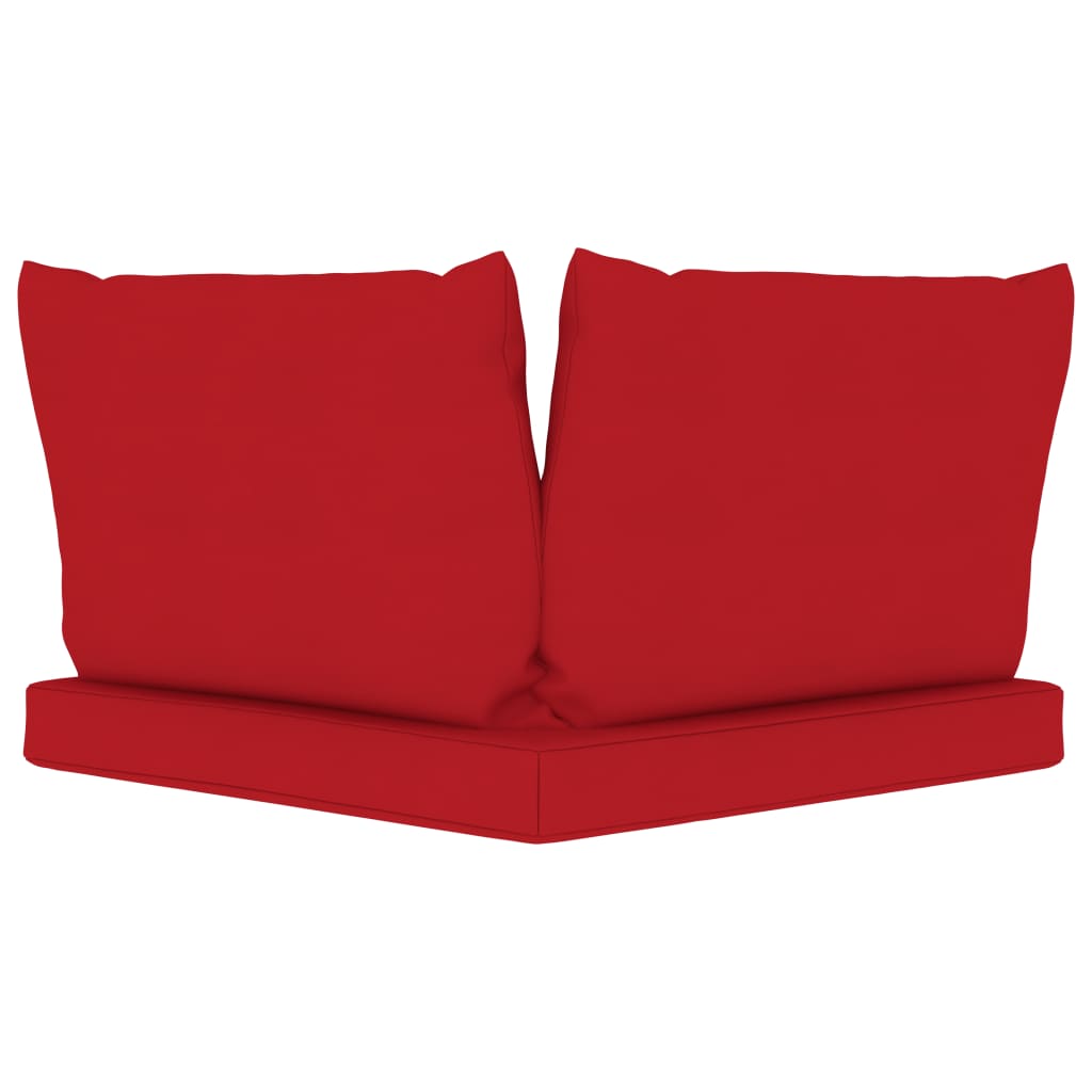 vidaXL Canapea din paleți de grădină, 3 locuri, perne roșii, lemn pin